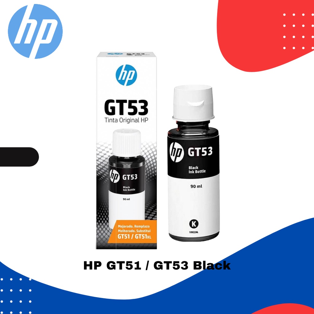 Jual Tinta Printer HP Ink GT51 / GT51XL / GT53 Colour Black Original