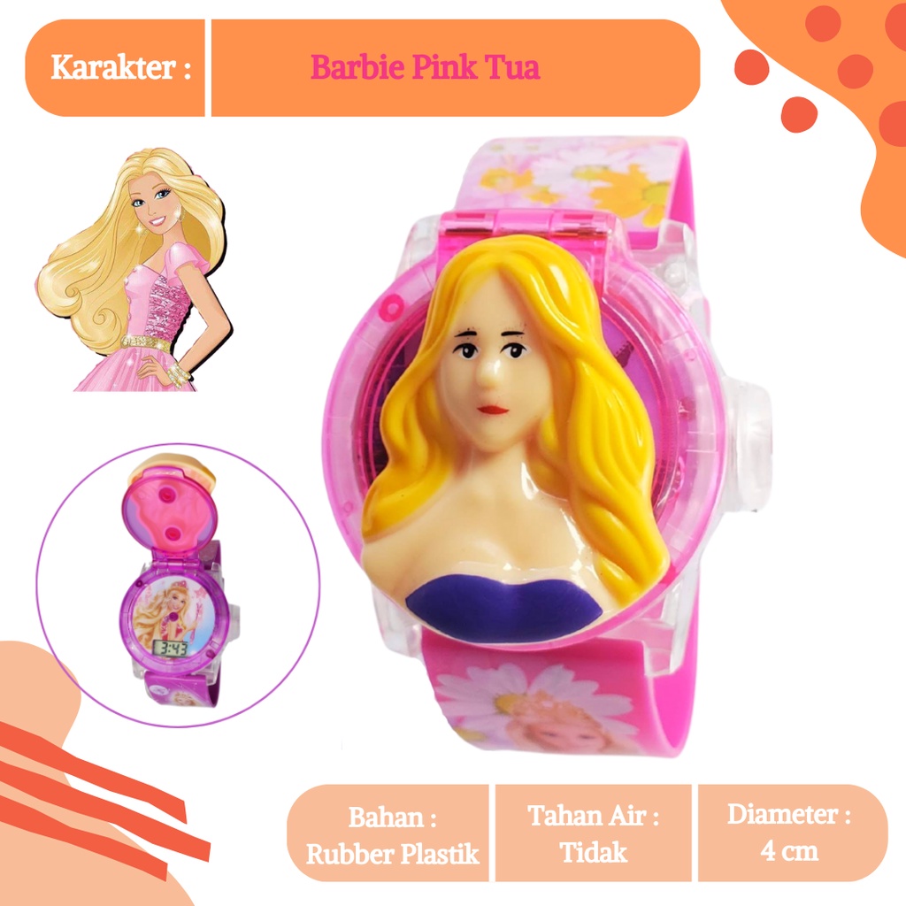 [COD] Jam Tangan Anak Topeng Kepala Cewek 3D Digital Melodi Musik Karakter Kartun Hello Kitty Barbie Elsa Frozen