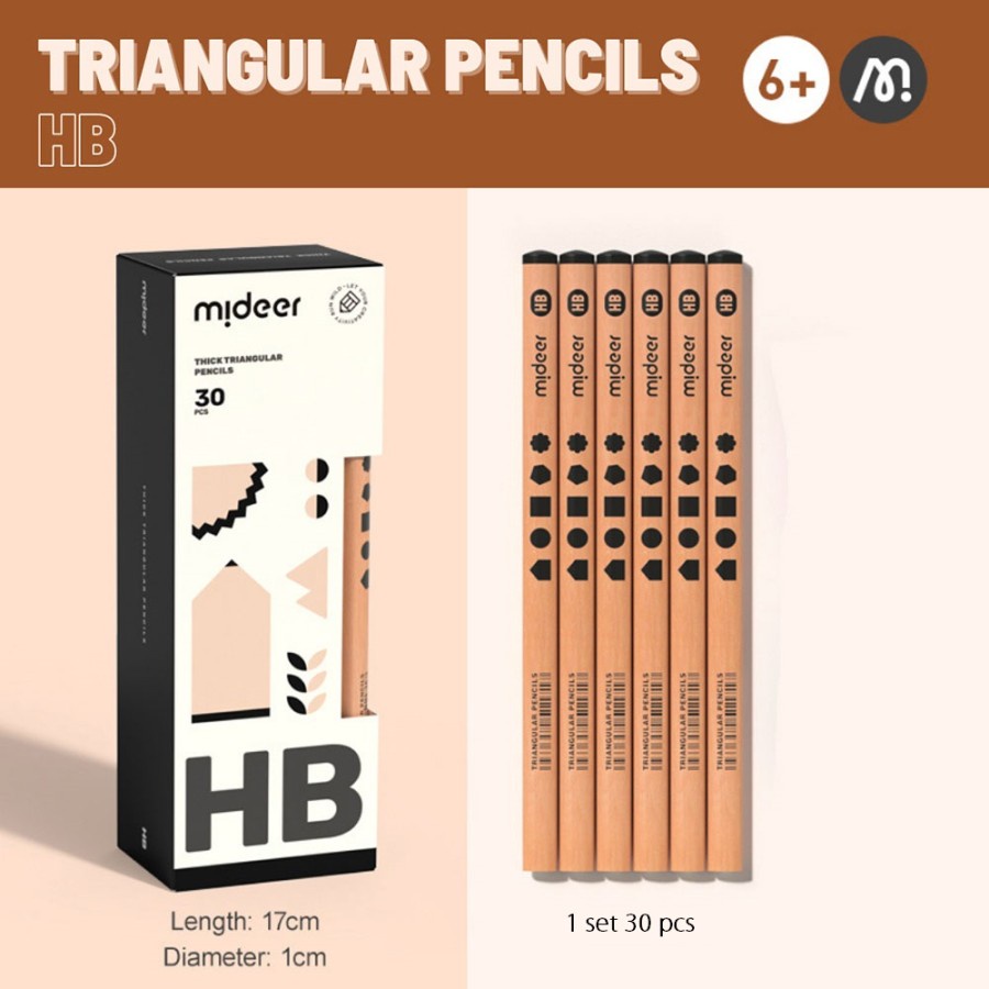 

Mideer Thick Triangular Pencils HB Isi 30pcs Mainan Edukasi Alat Tulis