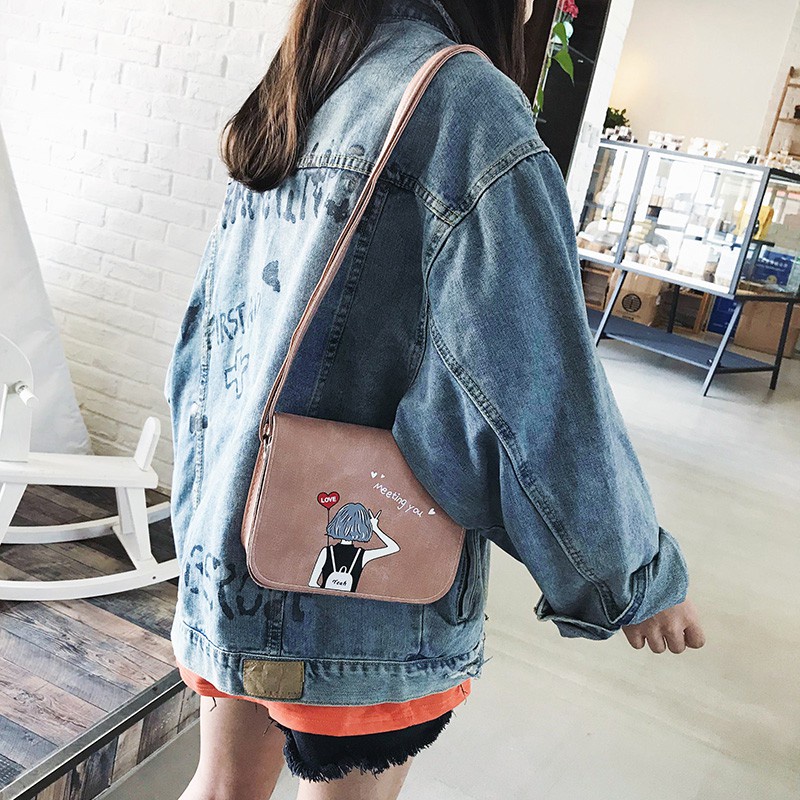 FYGALERY FYG1267 Tas Selempang Wanita Motif Girl Cartoon Peace Meeting You Slingbag Polos Fashion Murah