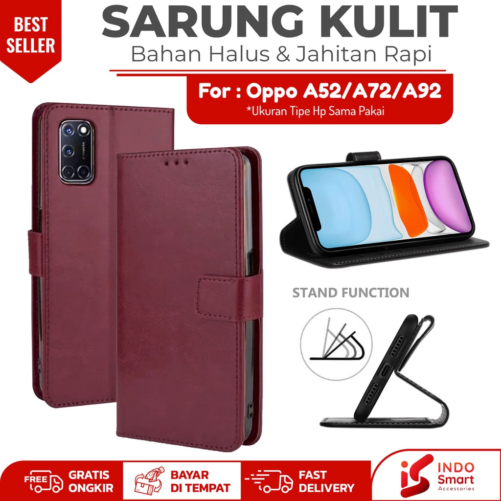 Oppo A92 A52 A72 / Case Oppo A92 A52 A72 / Casing A72 / Flip Casing Hp Dompet Wallet Sarung Kulit Hp