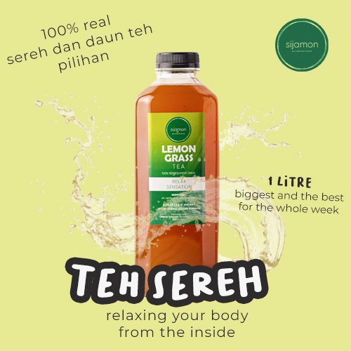 

Minuman Kesehatan SIJAMON Teh Sereh Lemon Original 1 liter Healthy Drink / Relax Sensation Relaksasi