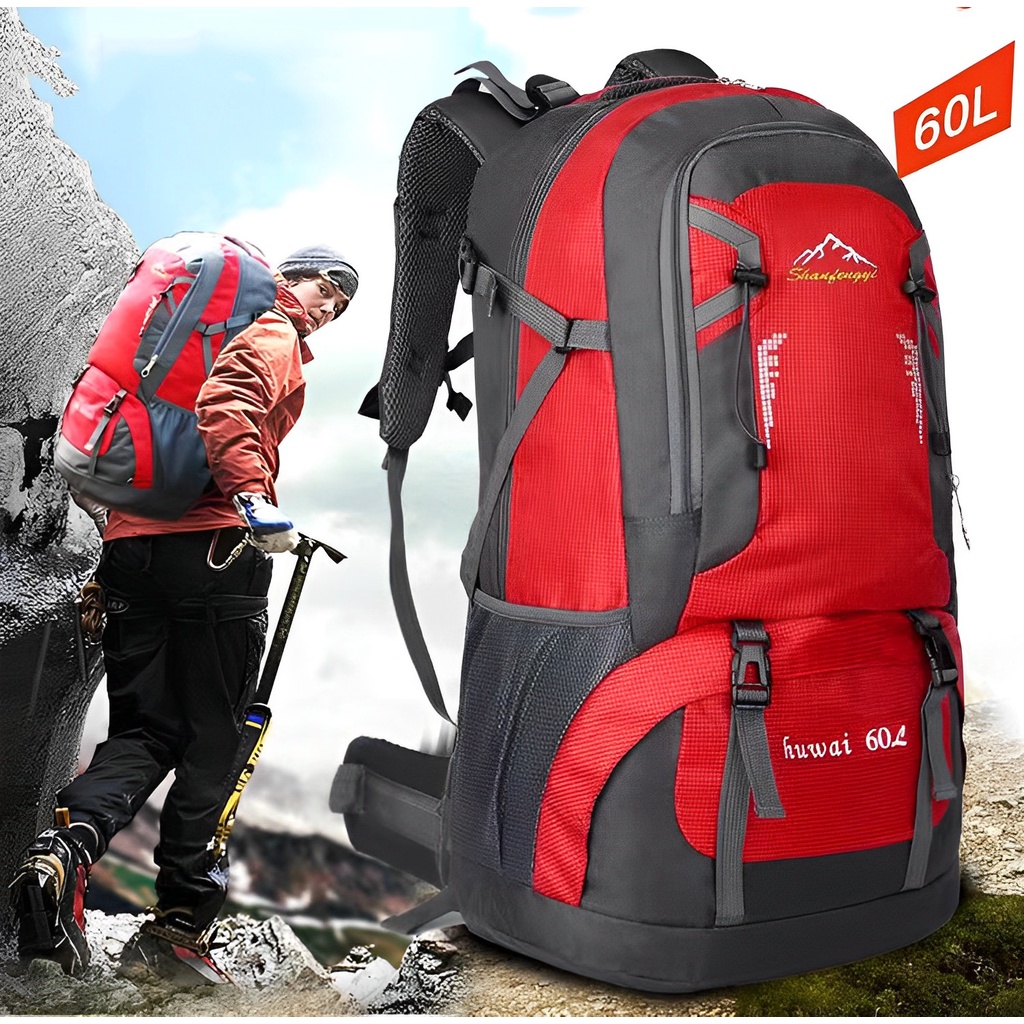 Highland Tas Ransel Pria Gym Fitness Tas 60L Punggung Cowok Travelling Waterproof Multifungsi TR116