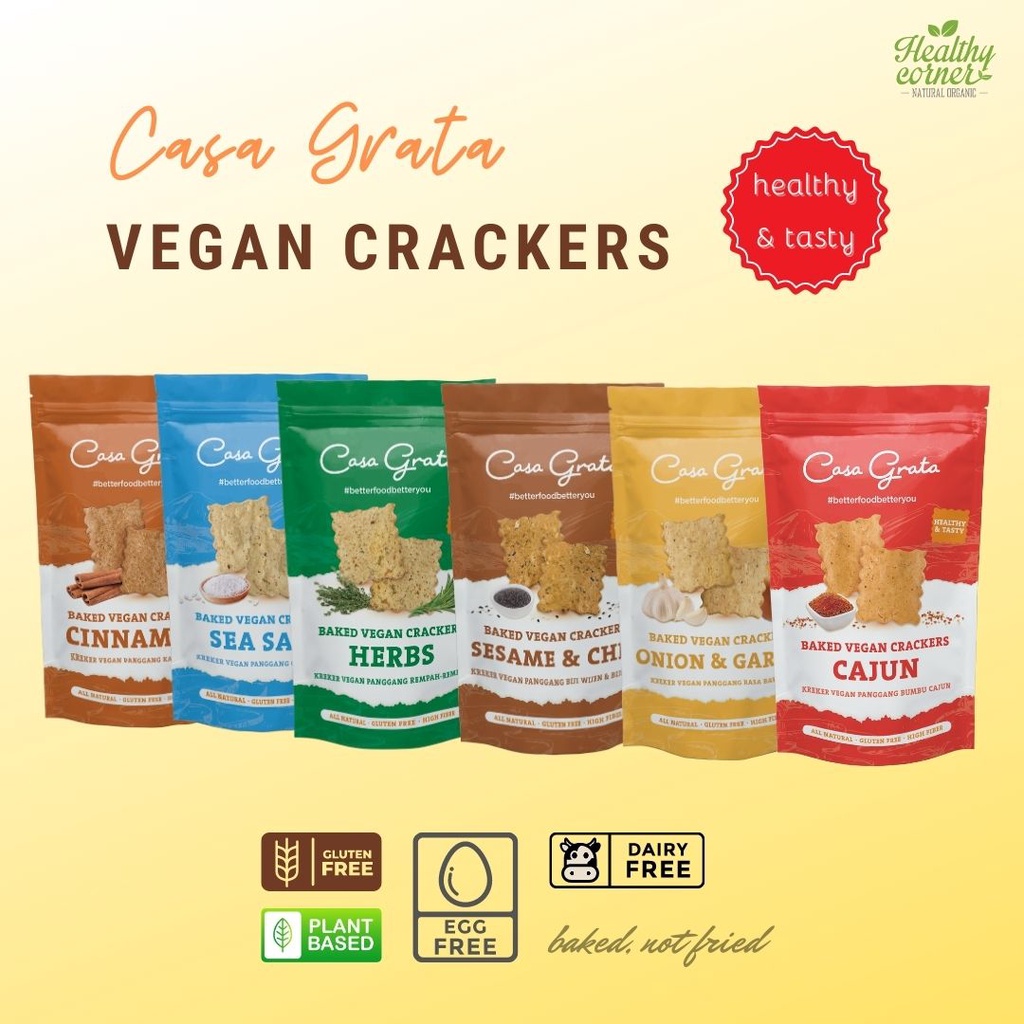 

Casa Grata Baked Vegan Crackers ( Kraker Snack Gluten Free - Dairy Free - Egg Free ) 70g