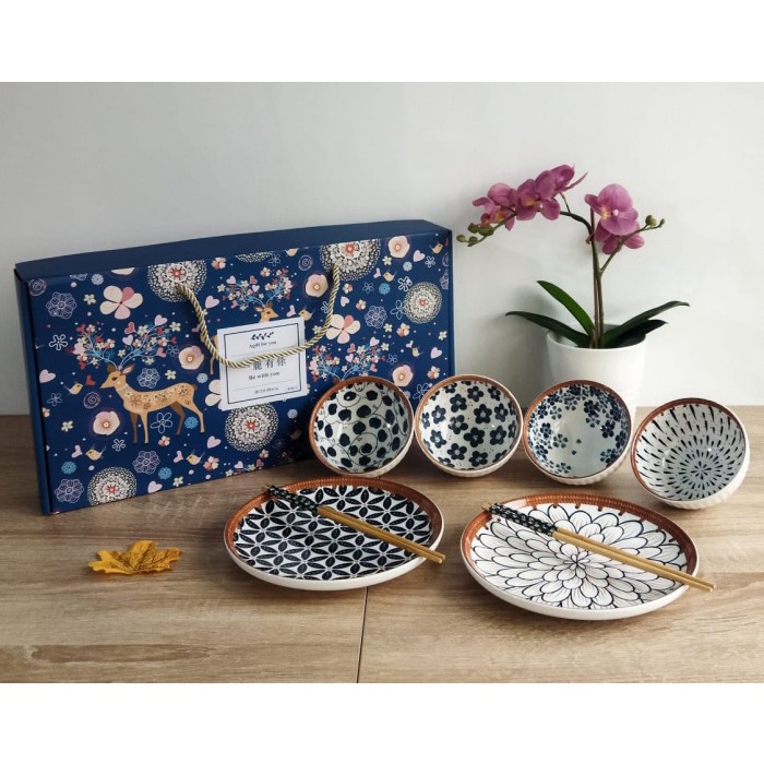 [ Hampers ] Eiko Set / Eiko Japanese 2 Piring 4 Bowl / Piring Mangkok
