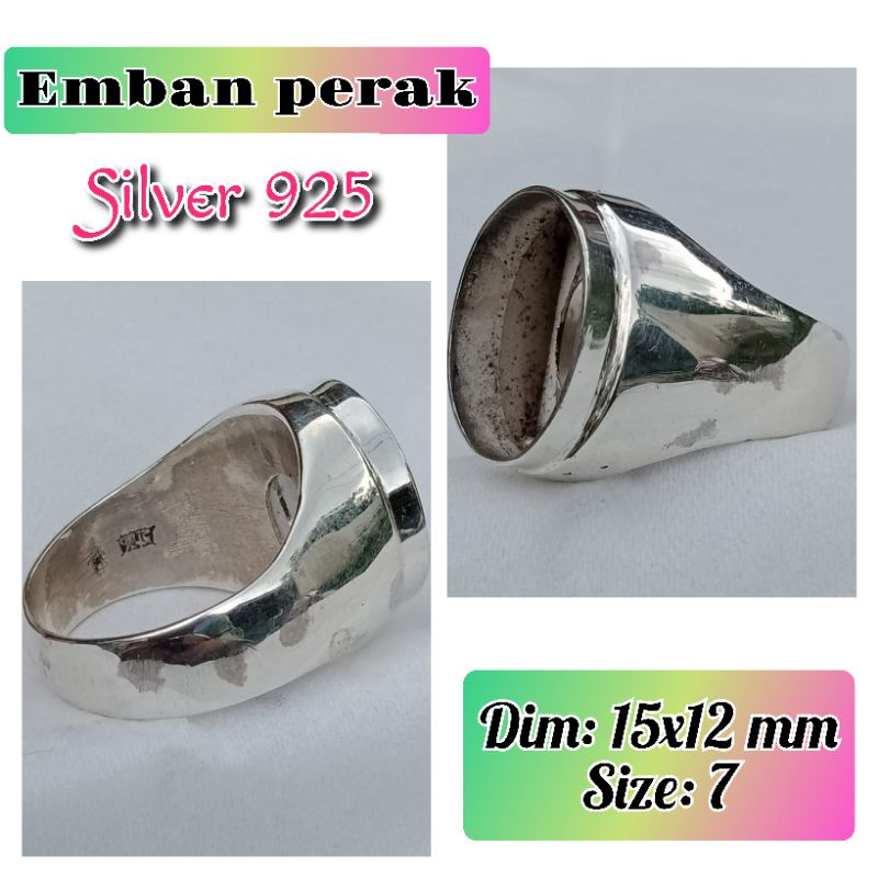 Cincin Emban batu akik dan permata bahan perak silver.02