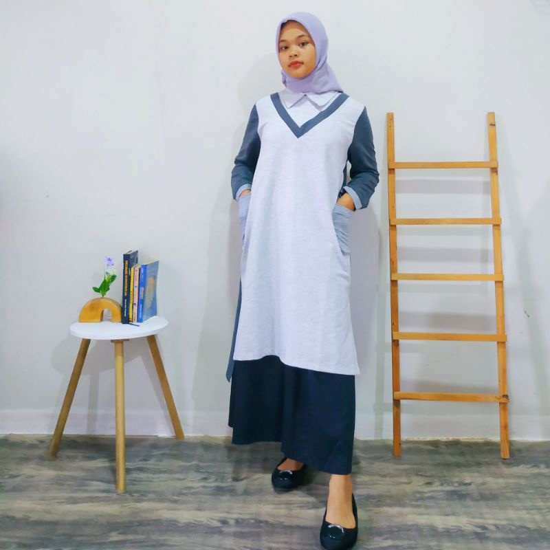 Puspita Hijab - Qia Tunik Baby Terry Tebal / Tunik Lengan Panjang Kaos / Tunik Wanita / Kaos Baby Te