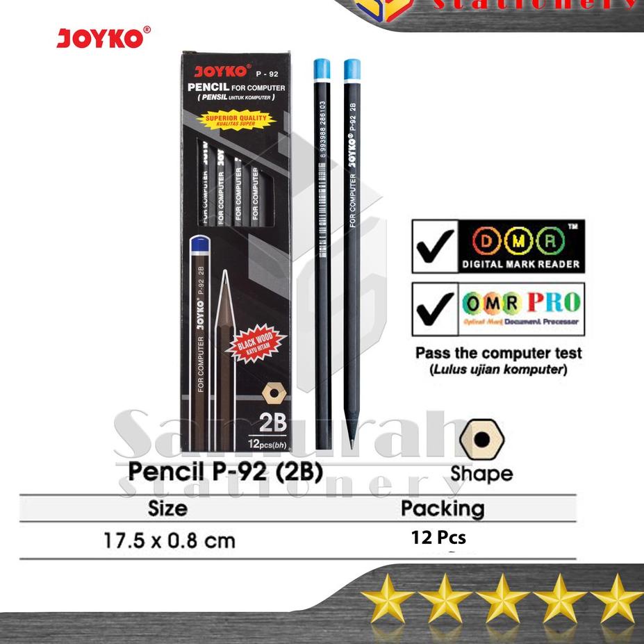 

Booming Pensil Kayu Joyko 2B P92 ( Kayu Hitam ) / Black Wood Pencil P 92 / Pensil Raut P-92