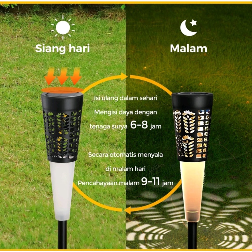 Lampu Taman Solar 2 in 1 Mode Cahaya kuning + RGB XF01 lampu taman tancapan tenaga surya