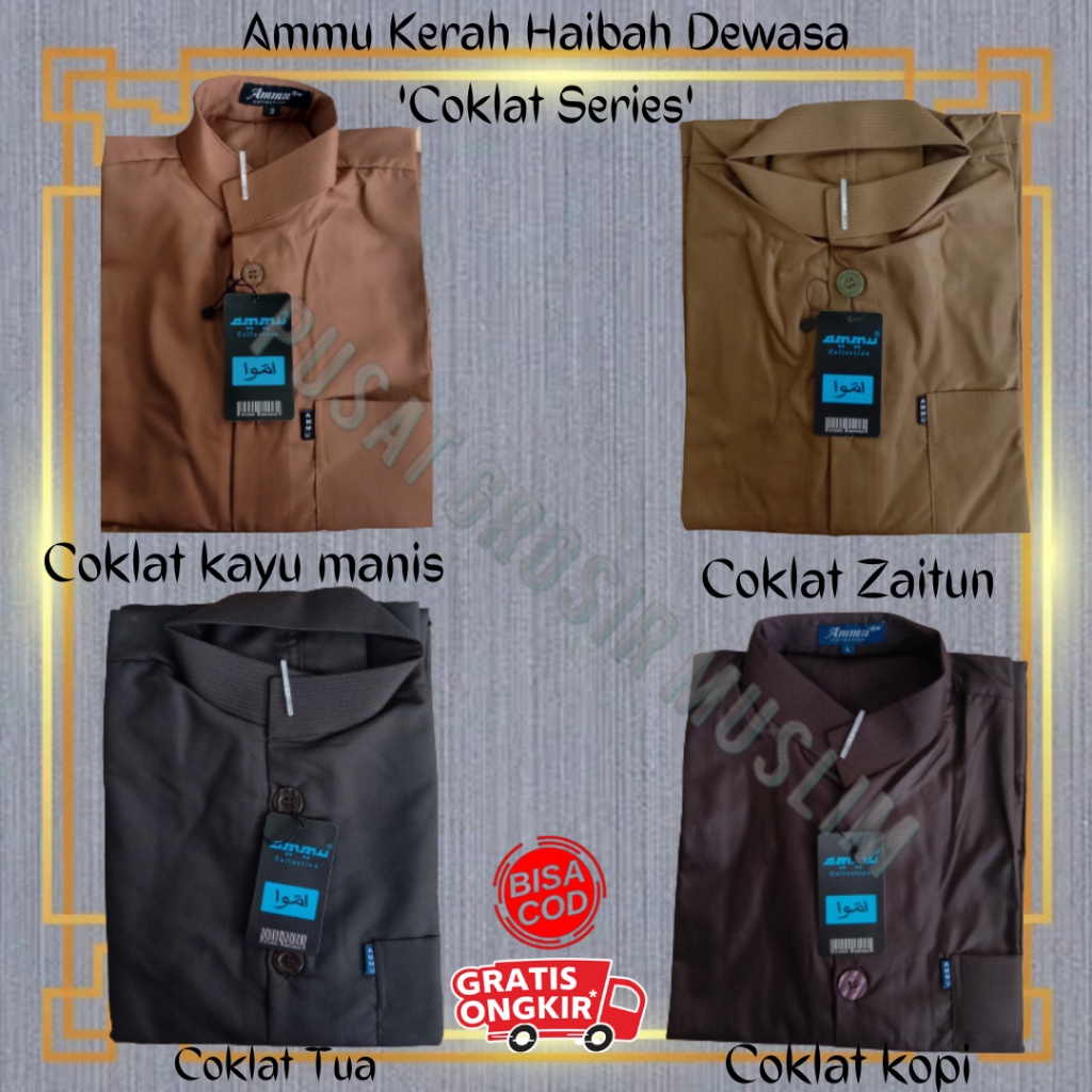 Baju Koko Ammu Haibah Dewasa Coklat Kopi Termurah !!!
