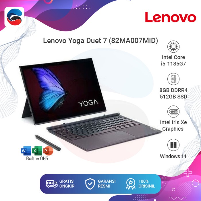 LENOVO Laptop YOGA Duet 7i-13ITL6 / Intel Core i5-1135G7 / 8GB / 512GB SSD / Win 11 [82MA007MID]