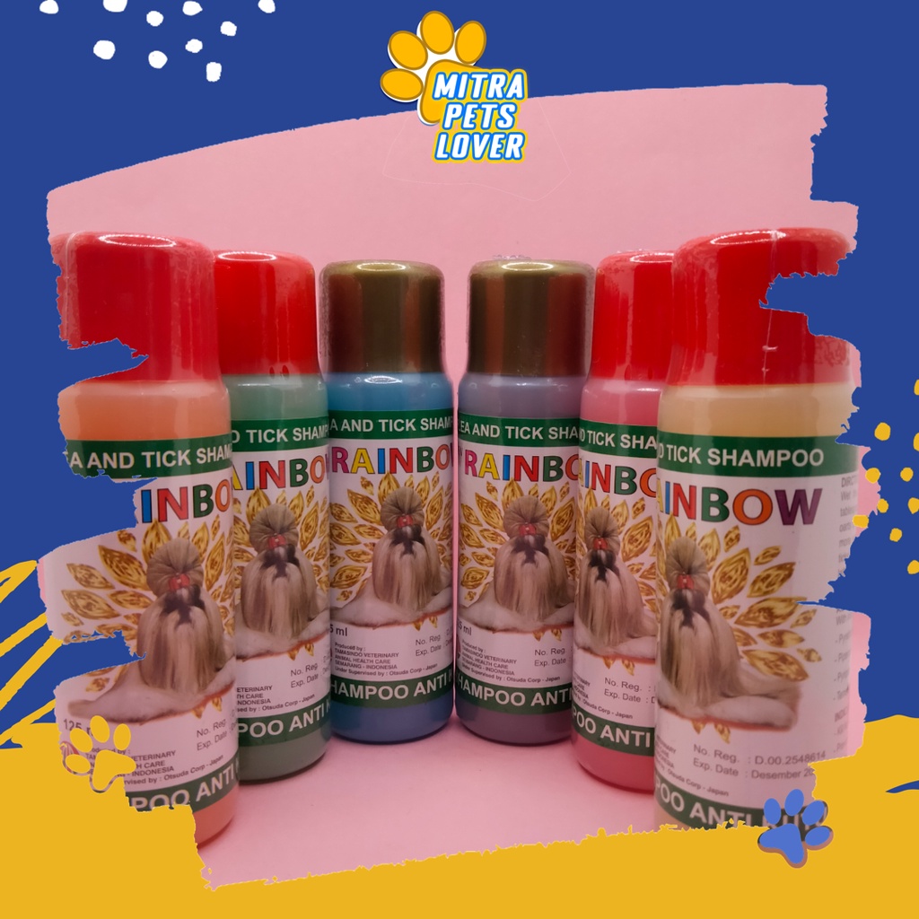 SHAMPOO ANTI KUTU ANJING - RAINBOW SHAMPOO DOG 125 ML ORIGINAL - BULU BERSIH LEMBUT WANGI BASMI KUTU CAPLAK JAMUR - MENGHALUSKAN LEMBUTKAN BULU - MURAH GARANSI KUALITAS ASLI ORIGINAL - PET ANIMAL TAMASINDO OBAT KESEHATAN &amp; VITAMIN TERNAK - MITRAPETLOVER