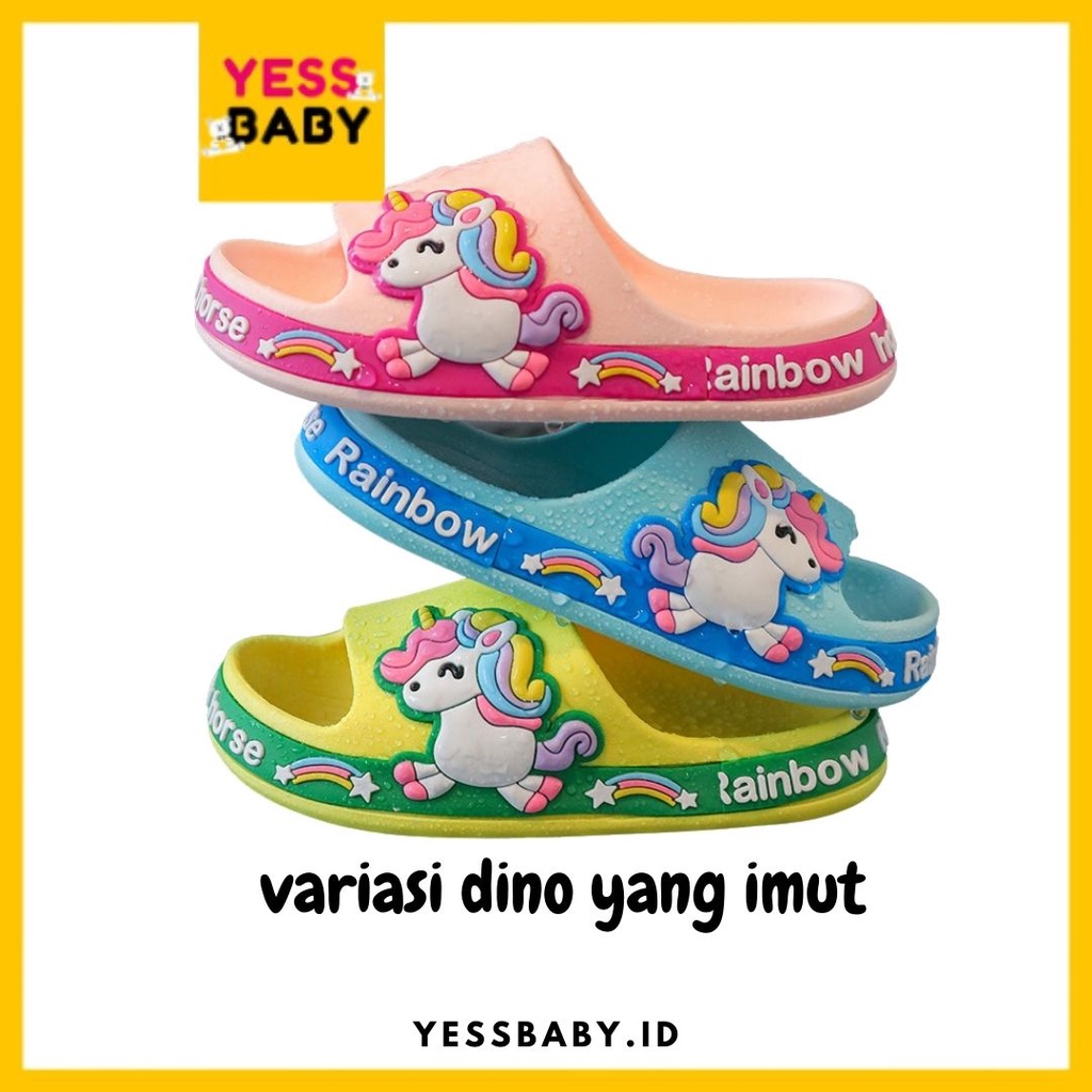 [COD] yessbaby UNICORN Sandal Import Anak Laki-laki Perempuan Bahan Lembut Motif Lucu Termurah Kekinian Sendal Casual