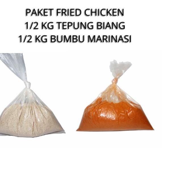 

✻ Paket tepung Premium Fried Chicken (1/2 kg tepung biang dan 1/2 kg tepung marinasi) ✈