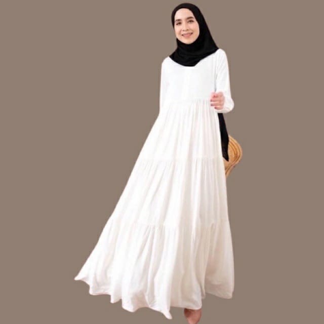 Gamis Gamis Putih Polos Remaja Syar'i Baju Gamis Wanita Terbaru 2023 - Putih, S elegan mewah kekinia