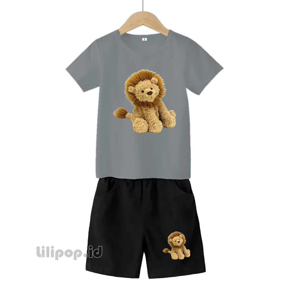 Baju Anak Stelan Kaos 3/4 lion Doll Cowok Cewek  Usia 1 - 4 Tahun Celana Pendek Harian