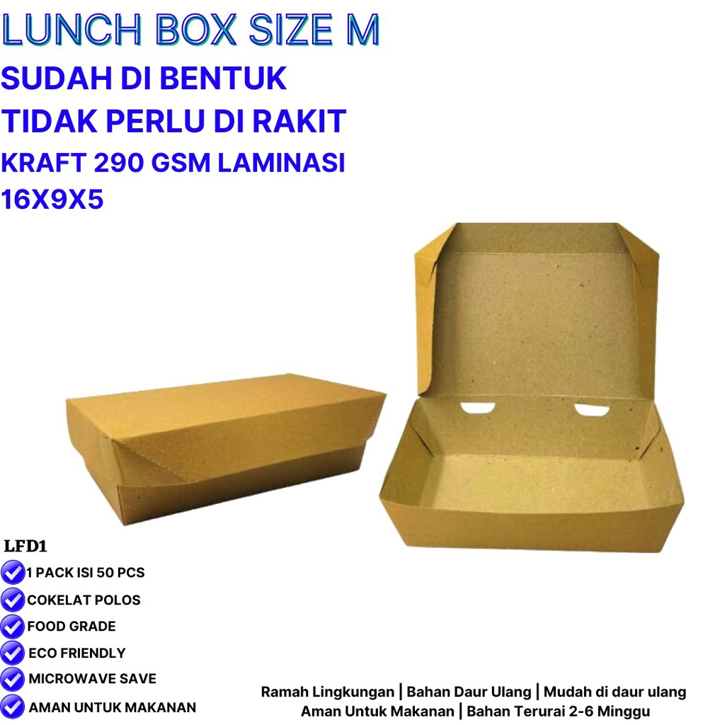 Lunch Box Medium Sudah Terbentuk Tidak Perlu Rakit (LFD1-16X9X5)