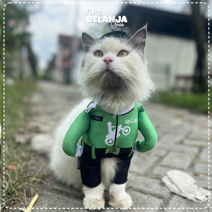 Baju Kucing Bahan Poliester Kostum Ojek Online Gojek Series Terlucu Baju Kucing anjing kelinci Lucu murah Size XS-XL / Yuk Belanja Gaes!