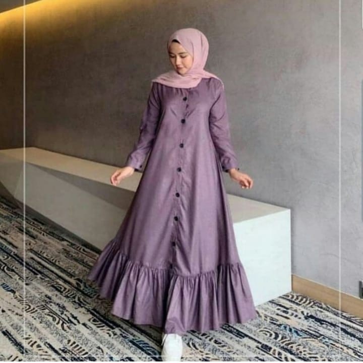 IndiStoree - PEONI DRESS MAXY Bahan Crepe Premium Baju Gamis Wanita Terbaru 2024 Lengan Panjang Kanc