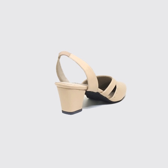 Mules Cream Big Size | Sepatu Sandal Heels Wanita Kantor Pesta Ukuran Besar Jumbo