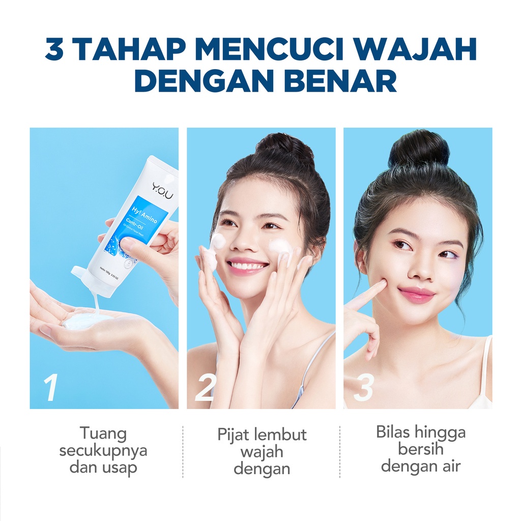 [BPOM][100%ORI&amp;READY]YOU Hy! Amino Facial Wash | Oil Control, Hydrating, Brightening, Anti-Acne, Sabun Cuci Muka