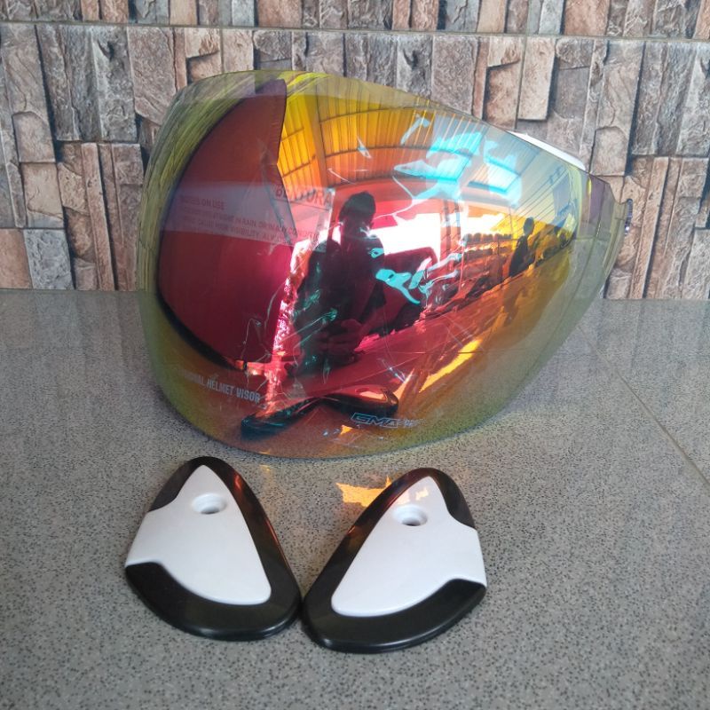 Kaca GM evo evolution Plus Side Cover atau dudukan kaca || Visor  Helm GM evolution | Revo red