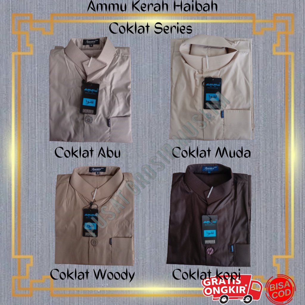 Baju Koko Ammu Haibah Dewasa coklat abu Termurah !!!