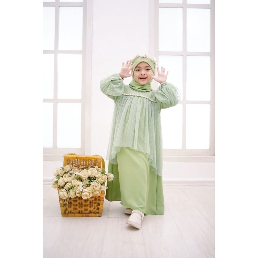 Gamis Pesta Gamis Yasmin set hijab by Cetta Anak dan Mommy