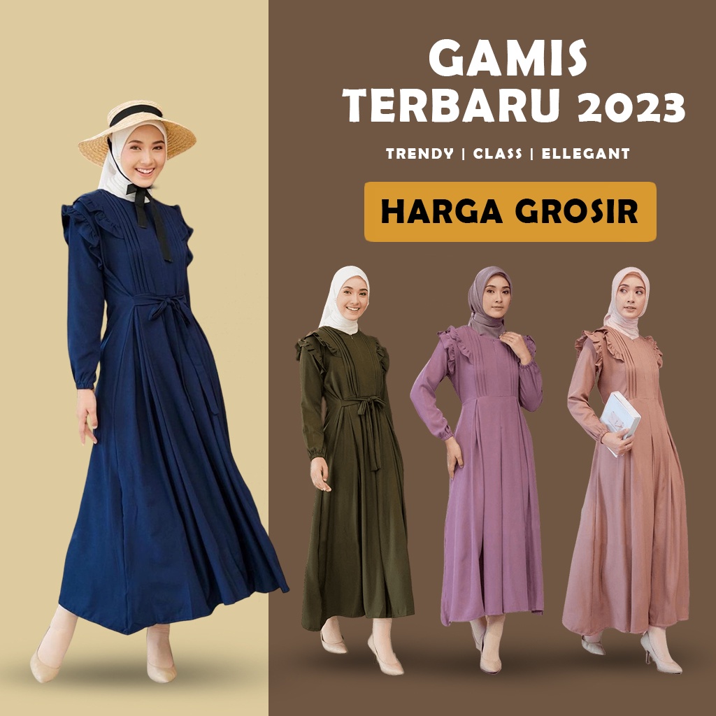 Baju Gamis Sandira | Gamis Polos | Gamis Muslim Kancing Busui | Maxy Dress | Gamis Rampel