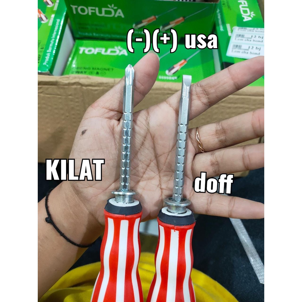 Obeng Bolak Balik Amerika 6&quot; / Obeng 2 Way USA Gagang Karet - Kilat