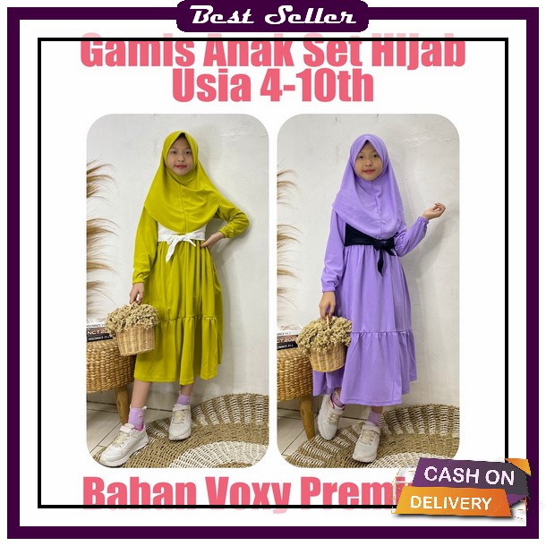 Gamis Anak Perempuan Brukat Trend Kekinian Terbaru 2023 Sage Green Lilac Hijau Sage Maxi Liana Size 