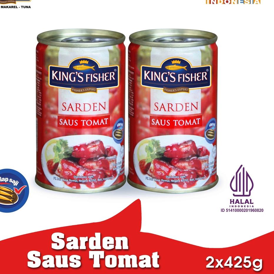 

COD✅-King's Fisher Paket 2 pcs Sarden saus tomat Makanan Kaleng 425 gr