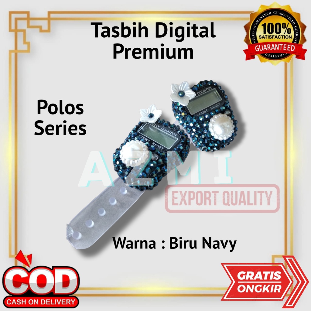 Tasbih Digital Premium Motif Polos Tasbih Hias Digital Swarovski Warna Biru Navy