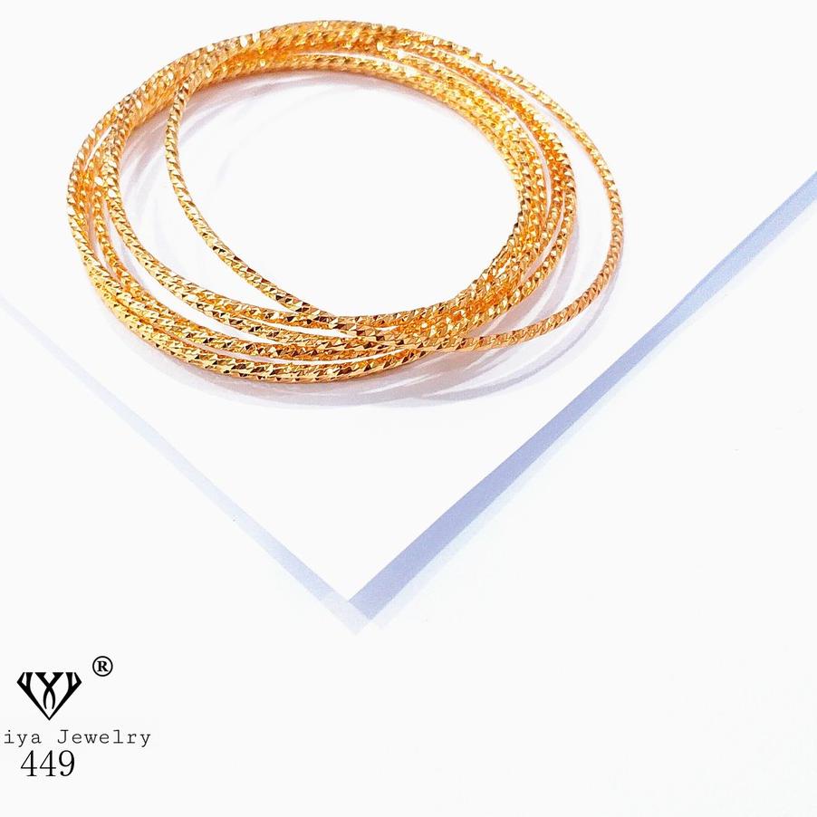 ✯ Yaxiya Gelang Keroncong Set 7 Lapis Emas Perhiasan Imitasi 449 ❆