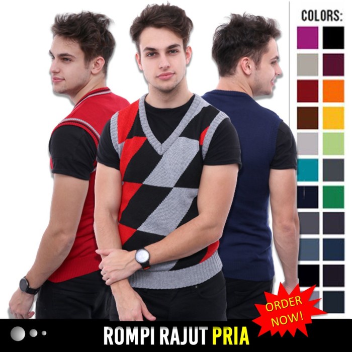 BISA COD Rompi Vest Trendy Pria Rajut Merah ROM 481 /VEST RAJUT/VEST WANITA/VEST PRIA/VEST