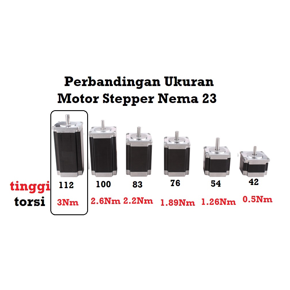 [HAEBOT] Motor Stepper Nema 23 57HS112 3Nm 112mm 3A CNC Robot Laser Router Plasma Milling High Torque Mesin Induksi Slider Mekanik Bipolar 2 Phase Fasa Coil Dinamo Penggerak