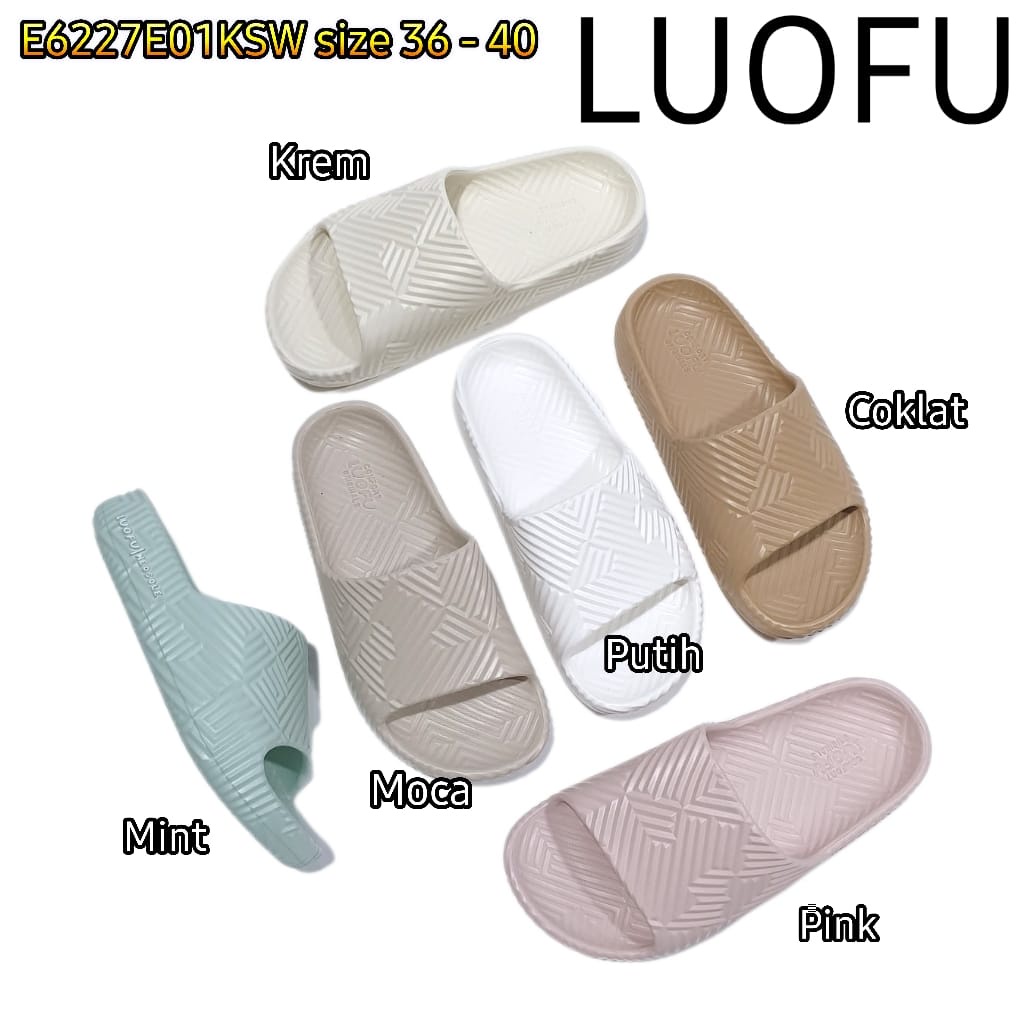 LUOFU ORIGINAL sandal karet empuk murah wanita selop sendal cewek import E6227E01KSW