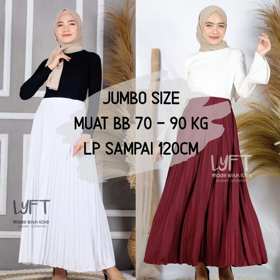 SALE TERBATAS [PREMIUM PLISKET JUMBO] Rok Plisket JUMBO SIZE MAYUNG Premium Quality /Rok Rempel Panj