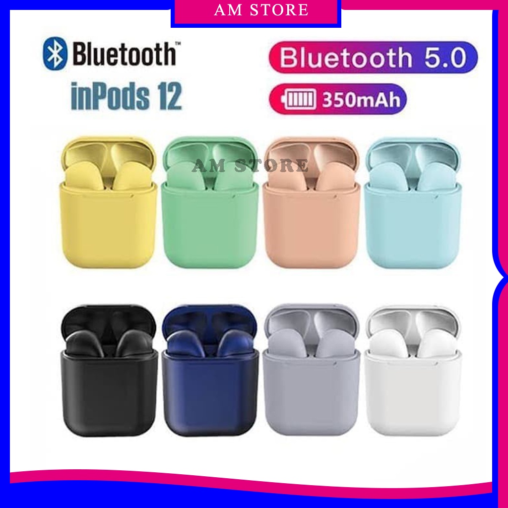 Headset Bluetooth I12 Macaron / Headset Bluetooth Wireless TWS I12 Inpods