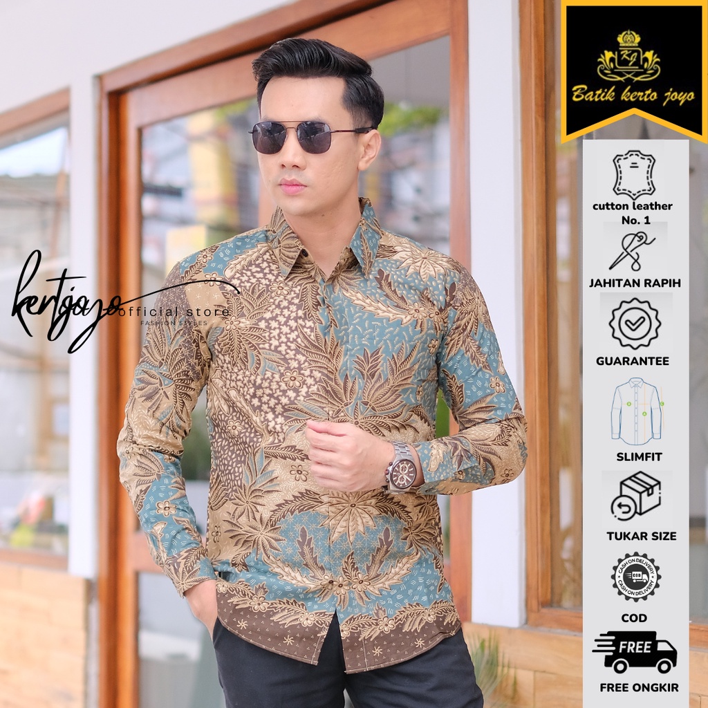 Batik pria modern slimfit Baju Batik Pria Lengan Panjang slimfit baju batik pria MODERN Slimfit premium baju seragam BATIK KERTOJOYO KJ037 kemeja batik pria lengan panjang full furing baju batik alisan Kemeja batik slimfit batik premium laskala PRABUSENO