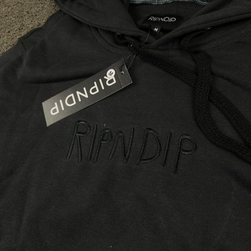 HOODIE RIPNDIP BLACK EMBOS FULL TAG LABEL CASUAL