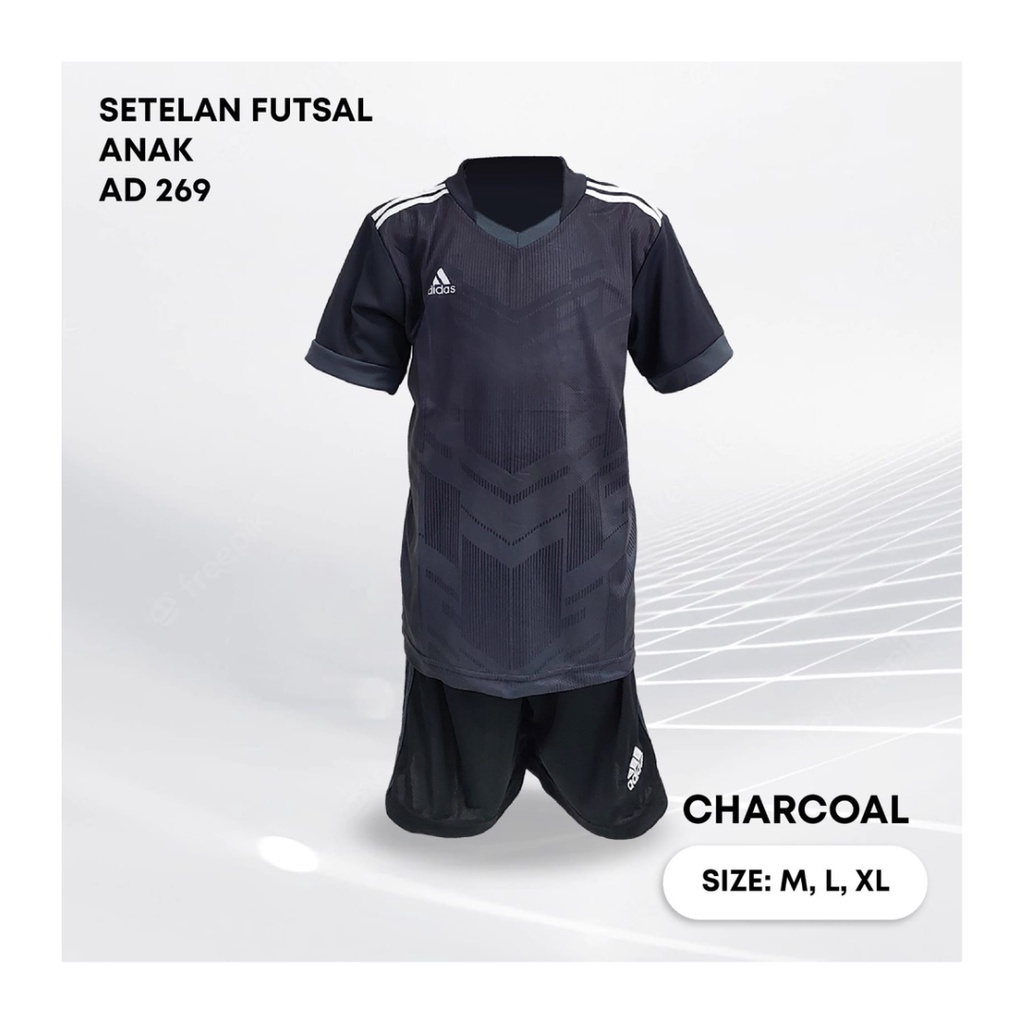 Kaos futsal anak laki-laki ST.AD269 charcoal jersey sepak bola baju celana setelan jersy perempuan stelan t-shirt custom outfit seragam kostum olahraga casual print suit pakaian jarsey oblong apparel sport jersi soccer