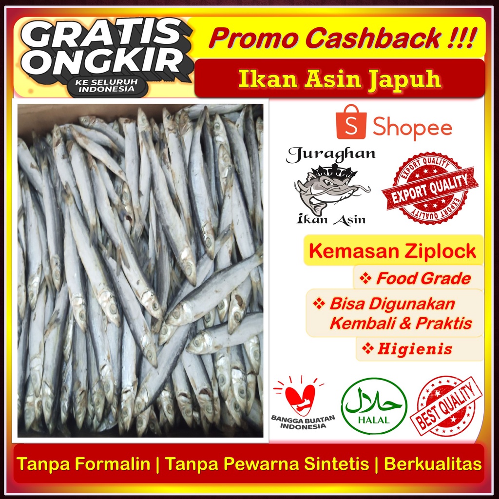 

Ikan Asin Japuh Lemuru/ Ikan Asin Japuh Layang / Ikan Asin Japuh Siro TerEnak Kualitas Super 1 Kg