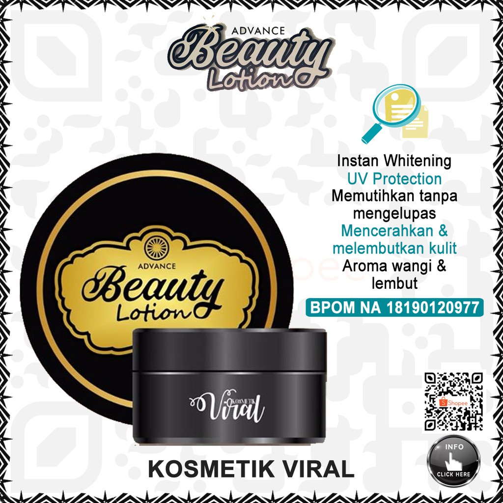 BEUTY LOTION VIRAL ADVANCE BODY LOTION PEMUTIH BPOM 250 - 100 - 50ml - Lotion Pemutih Kulit - Cream 
