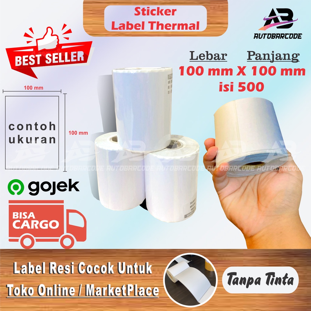 Stiker Label Resi Thermal 100x150 / 100x100 A6 isi 500 PCS Direct Thermal Label Barcode Olshop Marketplace Toko Online Kertas Pengiriman 1Line