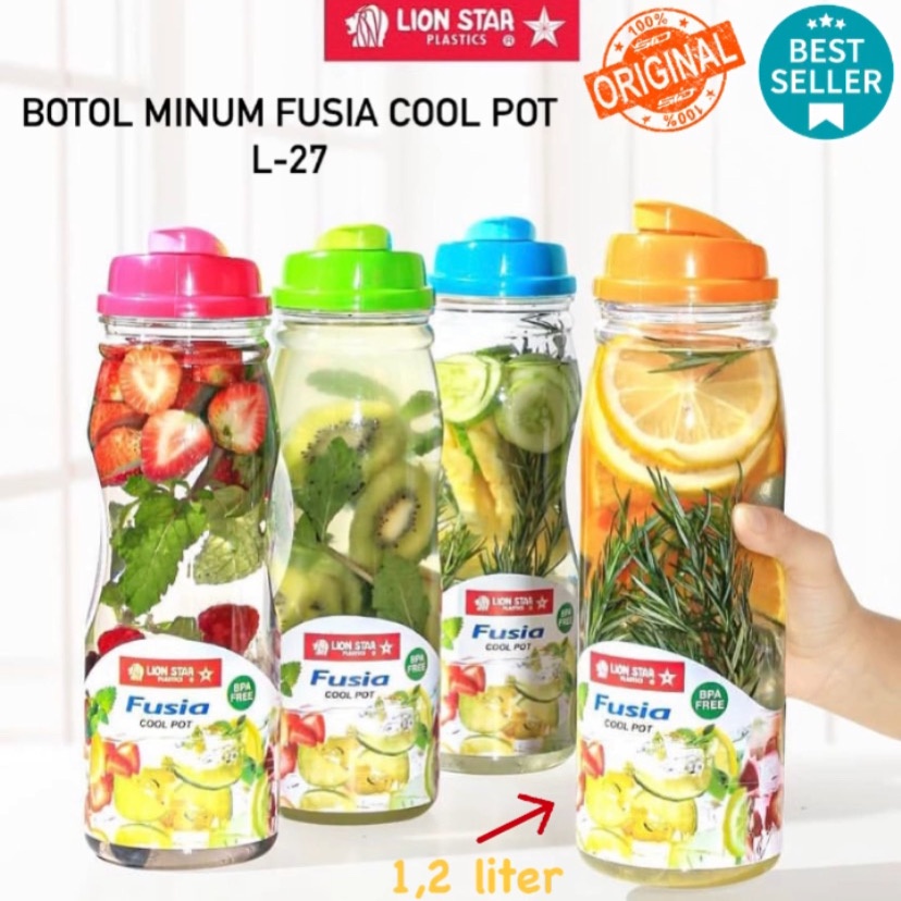 ( BISA COD ) PROMO BOTOL AIR MINUM LION STAR L-27 FUSIA COOL POT 1.2 LITER / BOTOL AIR MINUM DINGIN / TEMPAT AIR MINUM JUS / BOTOL INFUSED WATER / BPA FREE