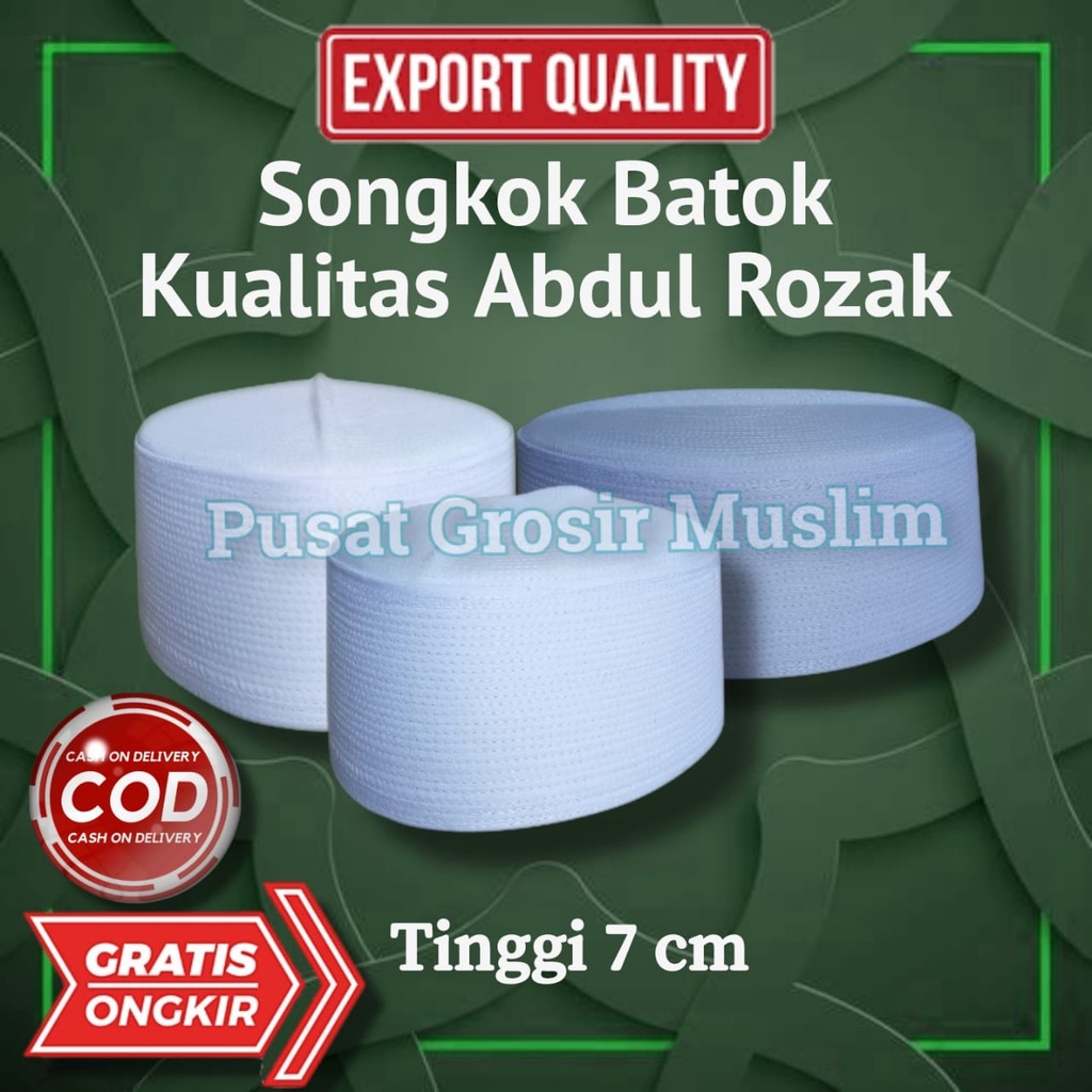 Peci Kopiah Diskon Peci Batok Habib bahar bin Smith - Putih tinggi 7cm 7 CM,  Original Abdul Rozaq