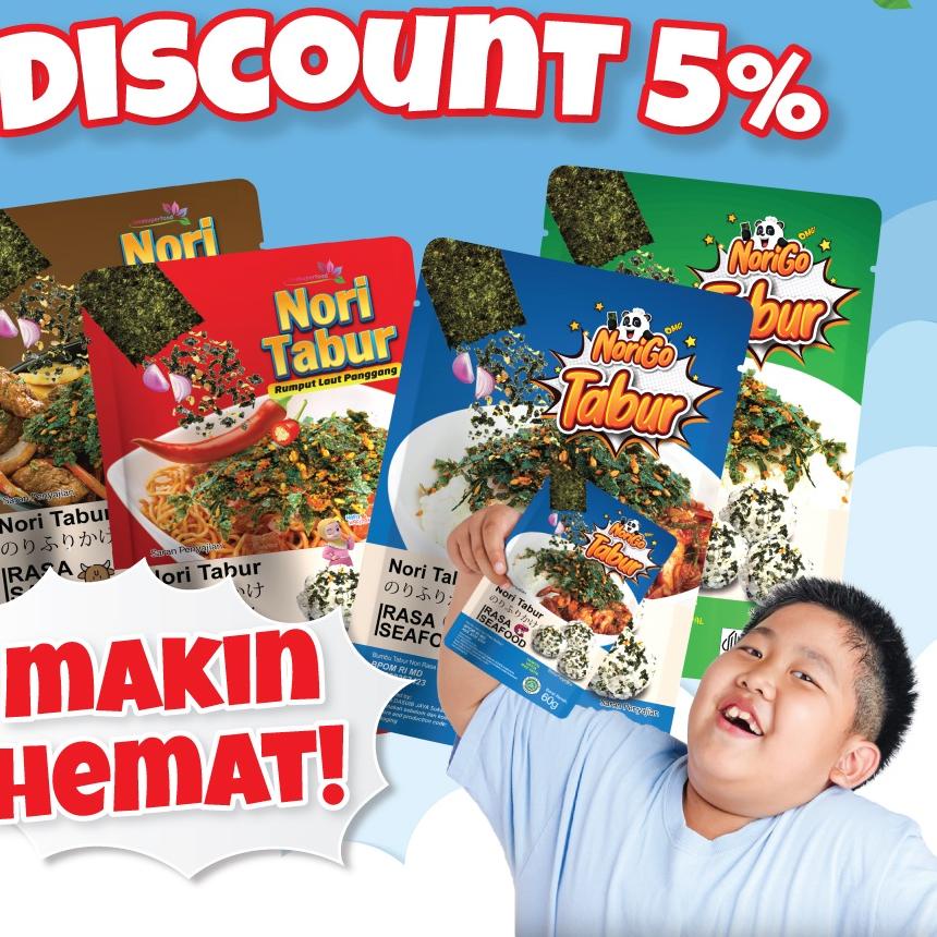 

➫ [Paket Promo] Nori Tabur Rumput Laut Panggang - Original, Sapi, Pedas, seafood 60g ✬