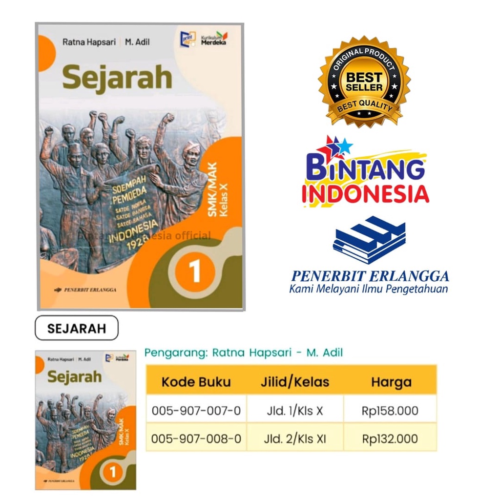 Sejarah Kelas 1 SMK/MAK Kurikulum Merdeka Erlangga