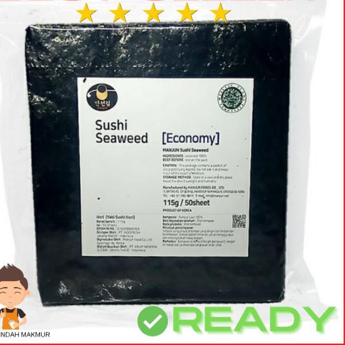 

♀ Manjun Yaki Nori Sushi Seaweed 125 gr 100% Korea Rumput Laut 50 Sheet HALAL ➮